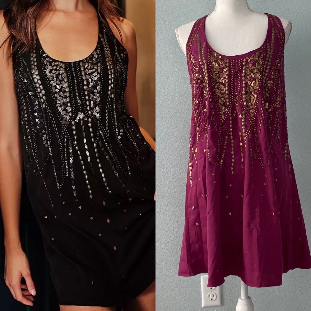 NWT Free People Ella Embellished Slip Mini Dress M